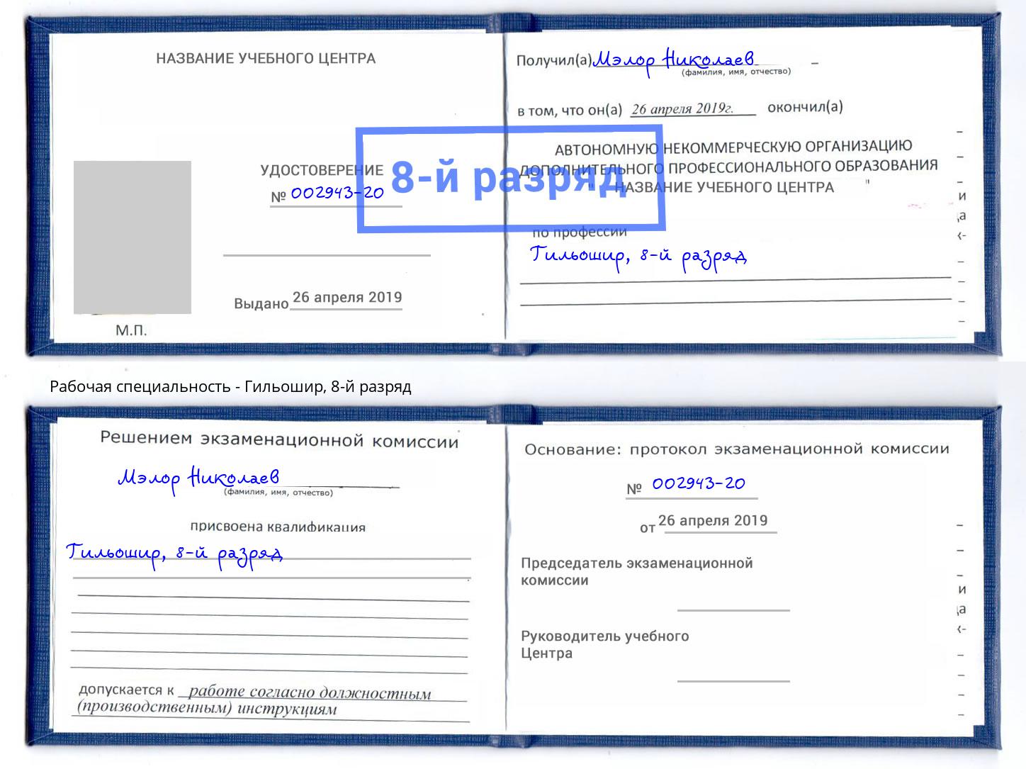 корочка 8-й разряд Гильошир Александров